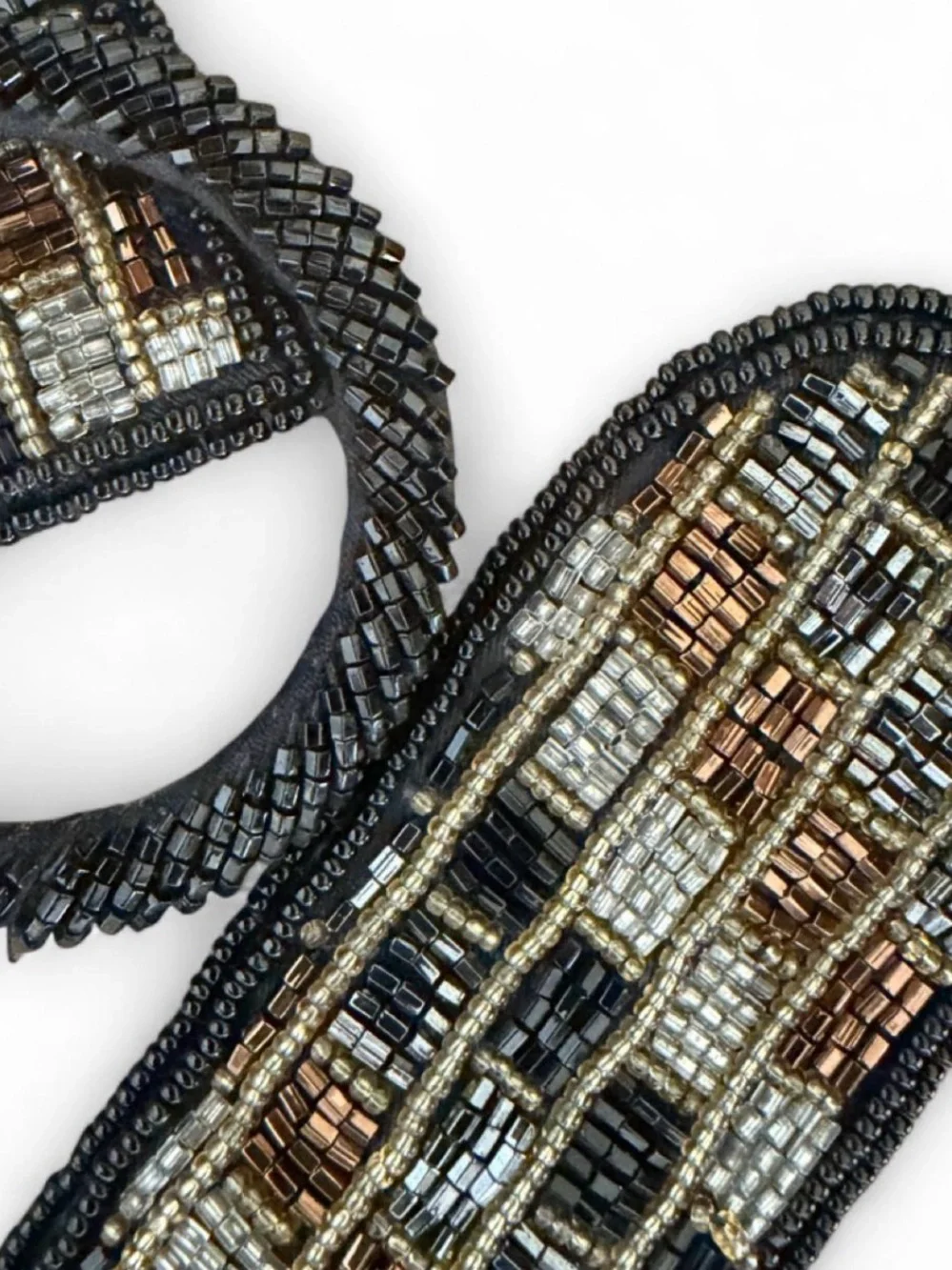 Morgan Taylor Multicolor Beaded Waist Belt with Black Buckle